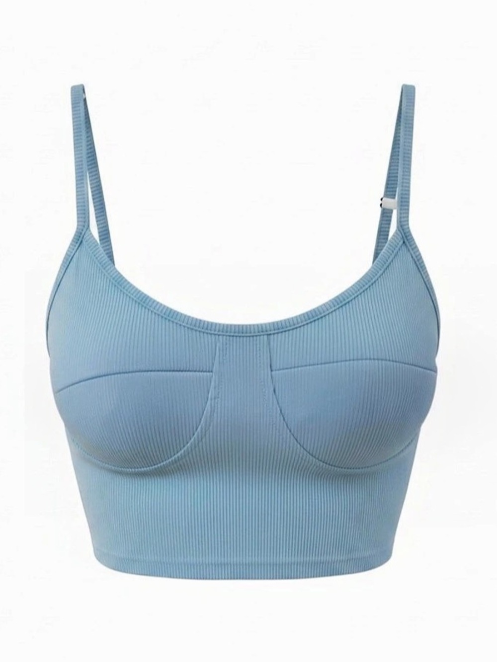 SHEIN Curve Compression Scoop-Neck Bra Tank Blue Crop Top